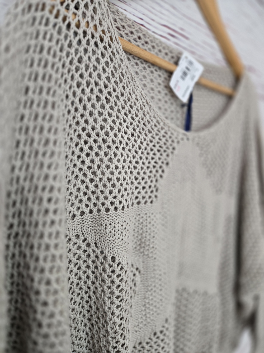 NWT Tempo Paris Womens Crochet Star Sweater One Size 100% Cotton Boho Open Knit - Picture 4 of 16